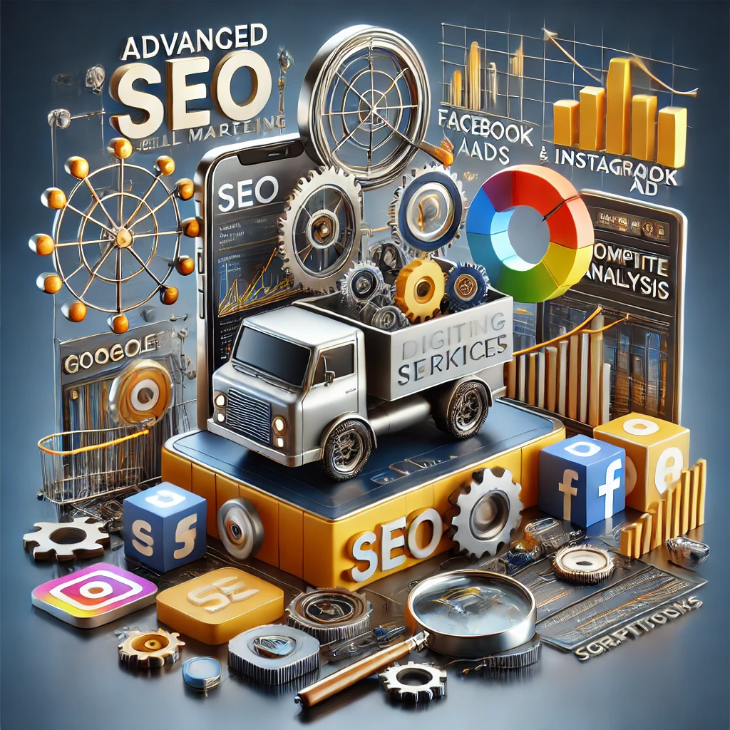 High-quality 3D-rendered digital marketing service concept for scaling e-commerce brands.